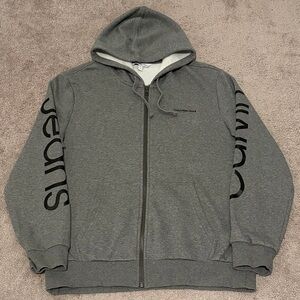 Calvin Klein Jeans Hoodie Mens Large Gray Heathered Fleece Full Zip Jacket Logo